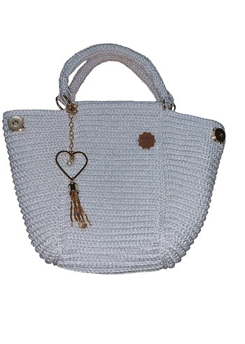 Beyaz El  Örgüsü Kadın Çanta - Görsel 2