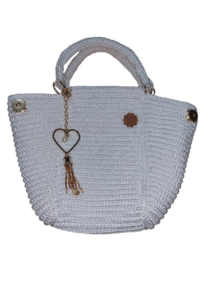 Beyaz El  Örgüsü Kadın Çanta - Görsel 2