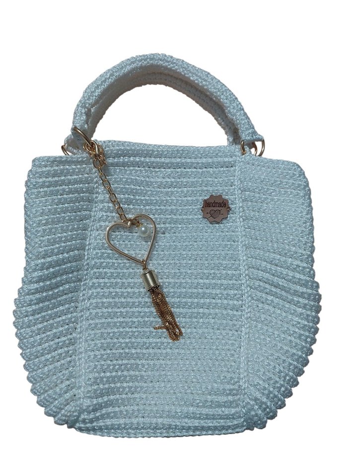 Beyaz El  Örgüsü Kadın Çanta - Görsel 3