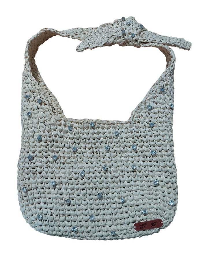 Beyaz El Örgüsü Kadın Çanta - Görsel 2
