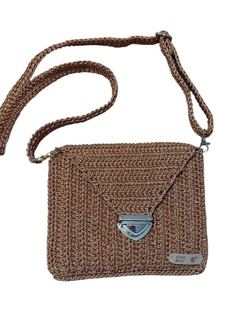 Örgü Kahverengi Bohem Kadın Çanta - Görsel 3