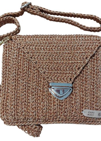 Örgü Kahverengi Bohem Kadın Çanta - Görsel 2