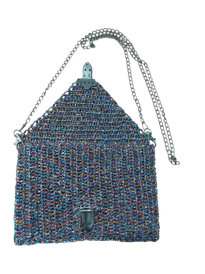 Renkli Zincir Detaylı Örgü Kadın Çanta - Görsel 2