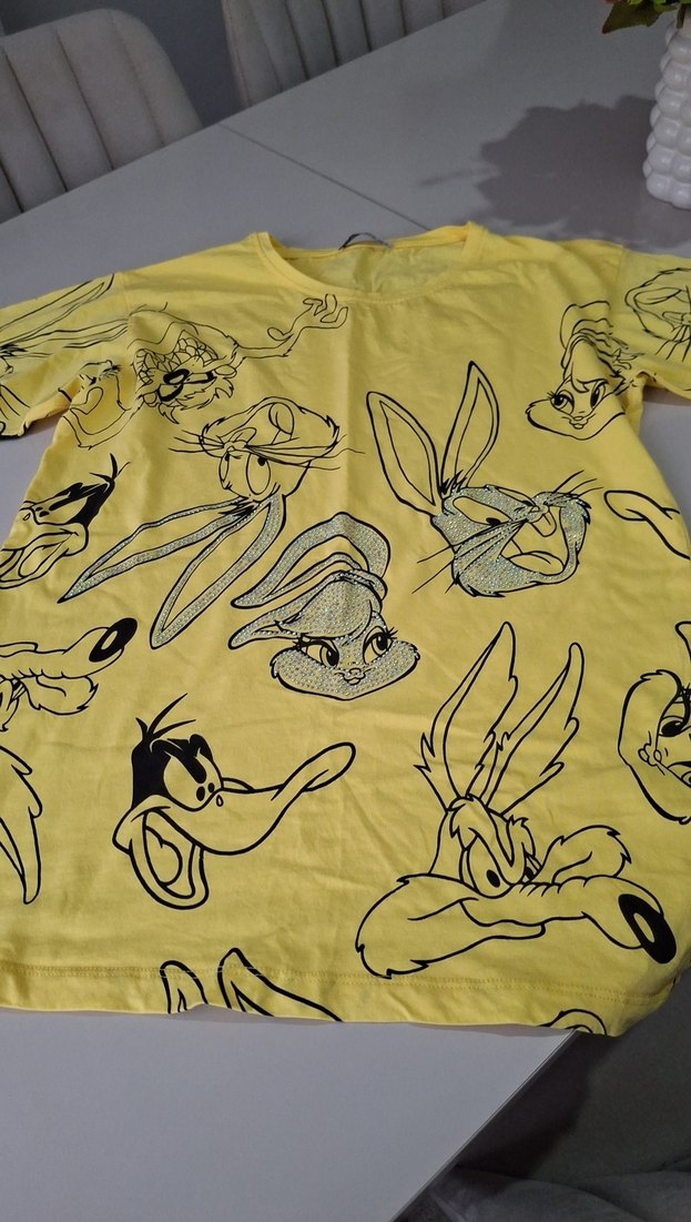 Sarı Baskılı Kız Tişörtü - Görsel 3