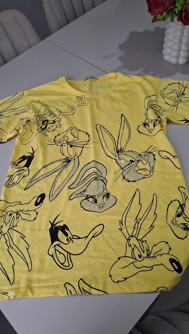 Sarı Baskılı Kız Tişörtü - Görsel 2
