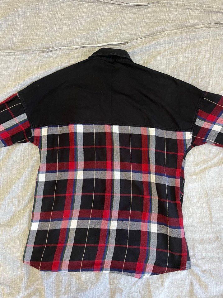 Kırmızı Ekose Düğmeli Gömlek - Görsel 5