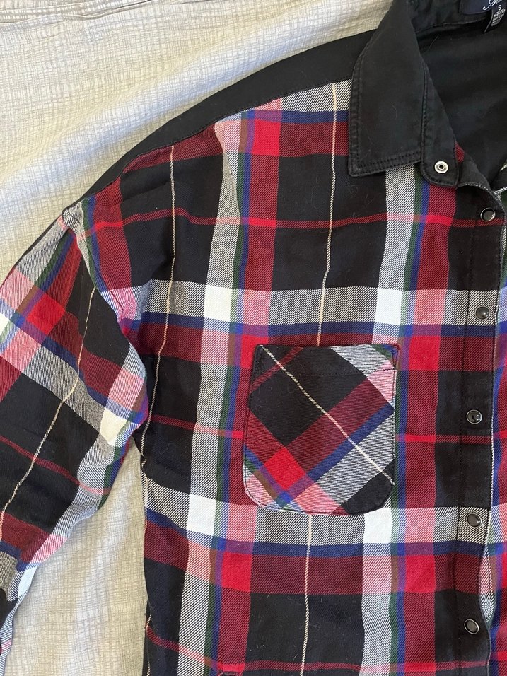 Kırmızı Ekose Düğmeli Gömlek - Görsel 2