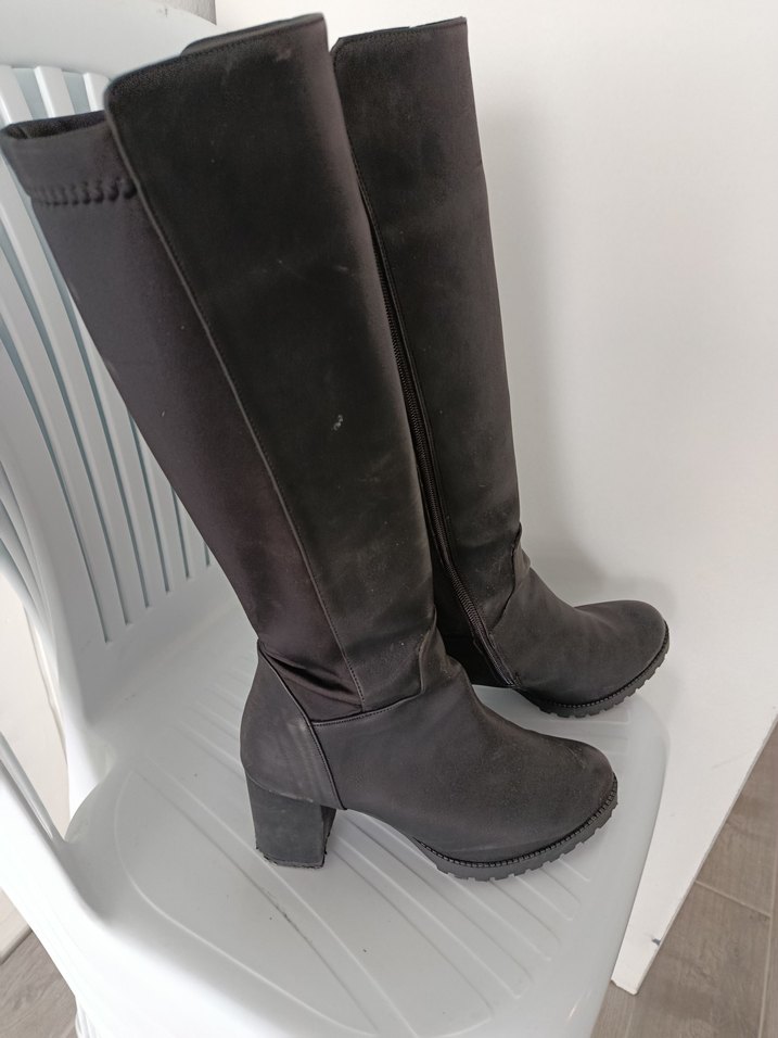 Esnek Kumaşlı Topuklu Çizme - Görsel 2