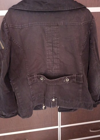 Düğmeli  siyah Denim Kadın Ceket - Görsel 4