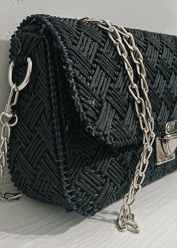 Zincir Detaylı Siyah Deri Kadın Çanta - Görsel 2