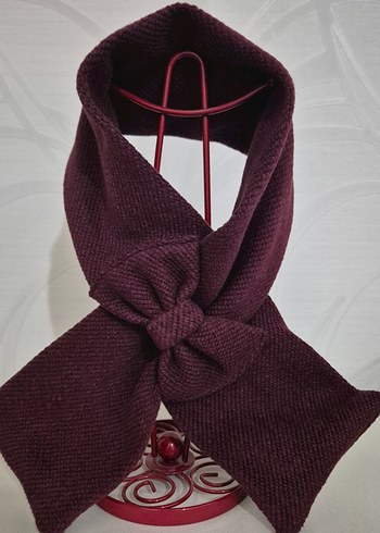 Bordo Kadın Örgü Şal,Fular - Görsel 4