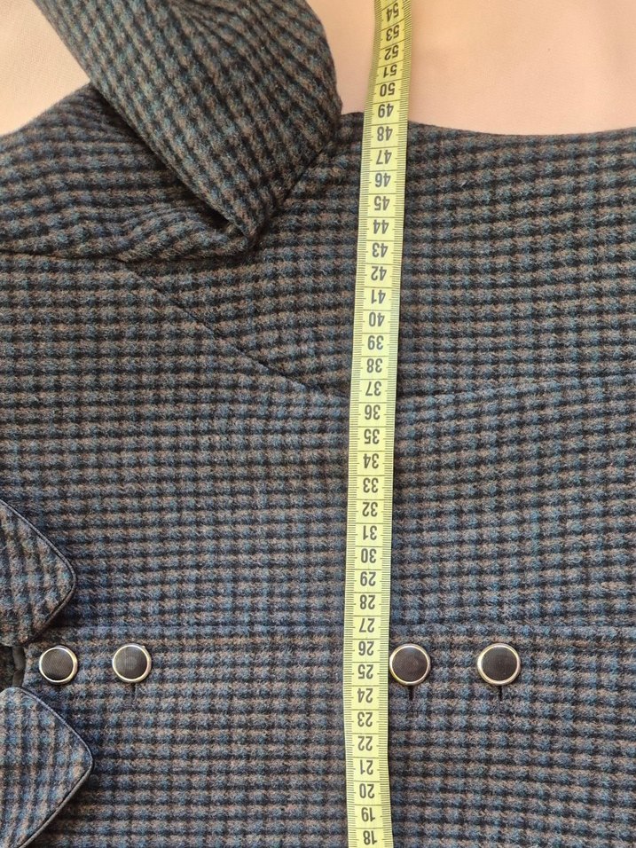 Düğmeli Gri-Yeşil Kadın Uzun Manto. - Görsel 3