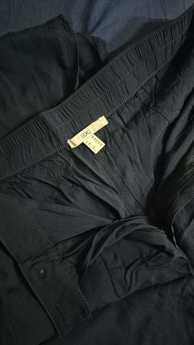 Siyah Kemerli Keten Kadın Pantolon - Görsel 2