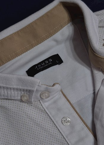 Düğmeli Beyaz Erkek Polo Tişört - Görsel 2