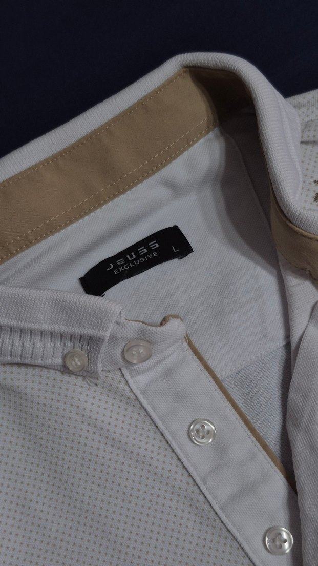 Düğmeli Beyaz Erkek Polo Tişört - Görsel 2