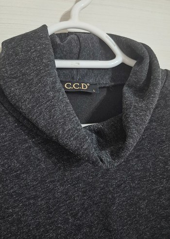 Gri Yüksek Yakalı Kadın Triko Kazak - Görsel 2