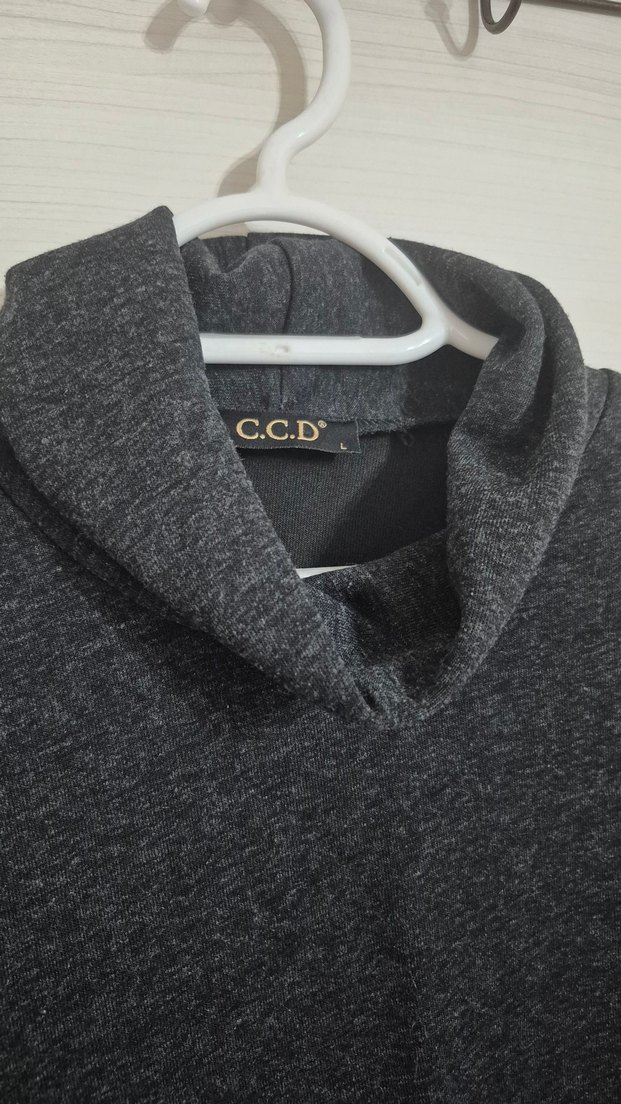 Gri Yüksek Yakalı Kadın Triko Kazak - Görsel 2