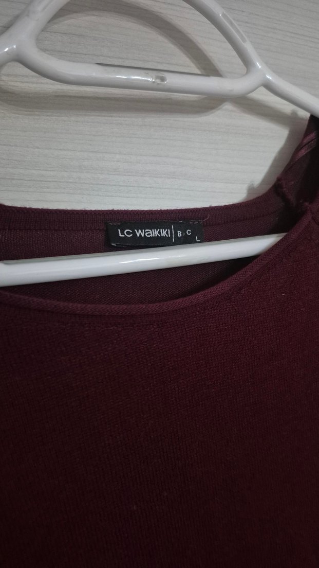 Bordo Kadın Uzun Kollu Triko - Görsel 2