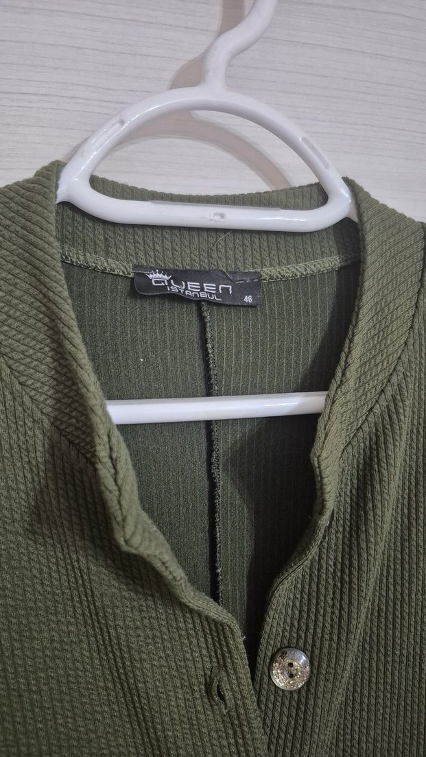 Düğmeli Uzun Keten Kadın Elbise - Görsel 2