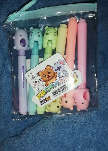 Pastel Renkli Hayvan Figürlü Fosforlu Kalem Seti - Görsel 2