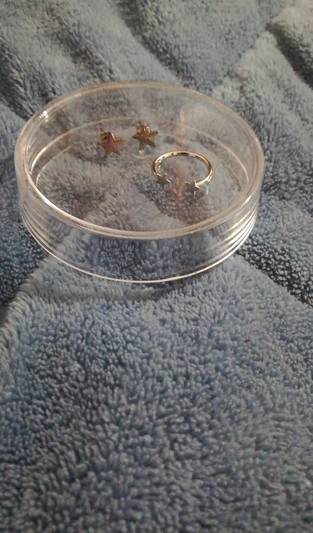 Mavi Yıldız Detaylı Minimalist Kadın Yüzük ve küpe - Görsel 2