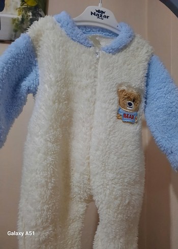 Bebek Erkek Beyaz Peluş Tulum Ayıcık Detaylı - Görsel 2