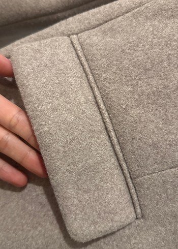 Bej Kadın Midi Yün Kaban - Görsel 3