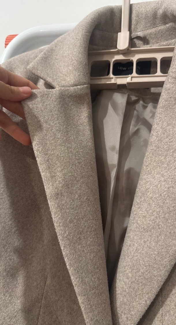 Bej Kadın Midi Yün Kaban - Görsel 4