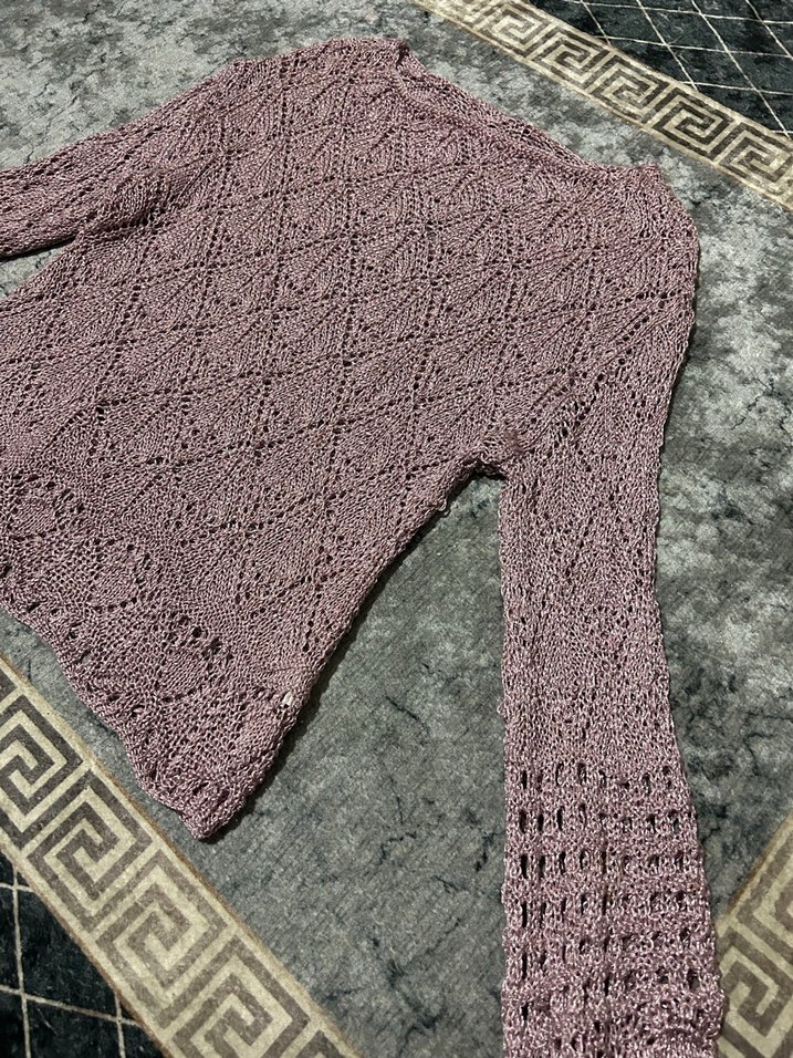 Lila Bohem Örgü Kadın Kazak - Görsel 2