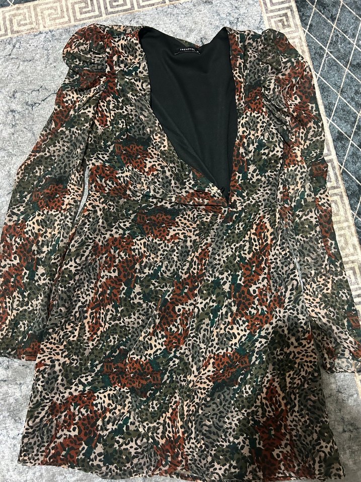 Leopar Desenli  elbise - Görsel 3