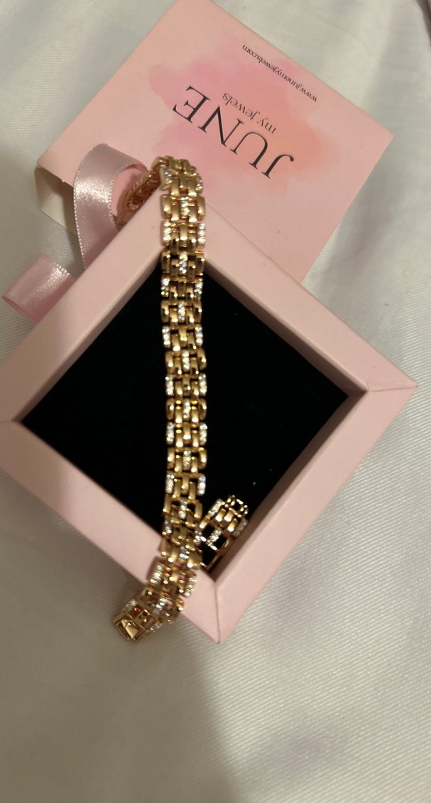 Zincir Detaylı Parlak Altın Kadın Bileklik - Görsel 2