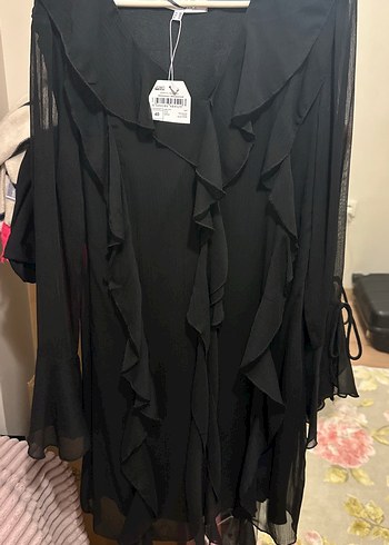 Uzun Kollu Siyah Gotik Kadın Abiye Elbise - Görsel 2