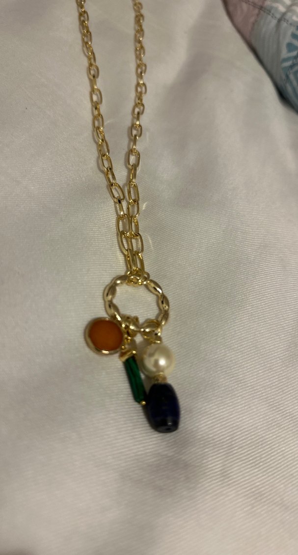 Zincir Detaylı Uzun Altın Bohem Kolye - Görsel 2