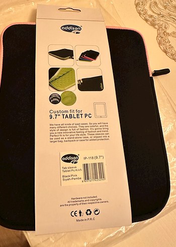 Addison 9.7" Tablet Kılıfı - Pembe Siyah - Görsel 3