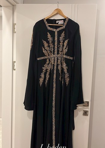 Boncuk İşlemeli Siyah Uzun Kadın Elbise - Görsel 2