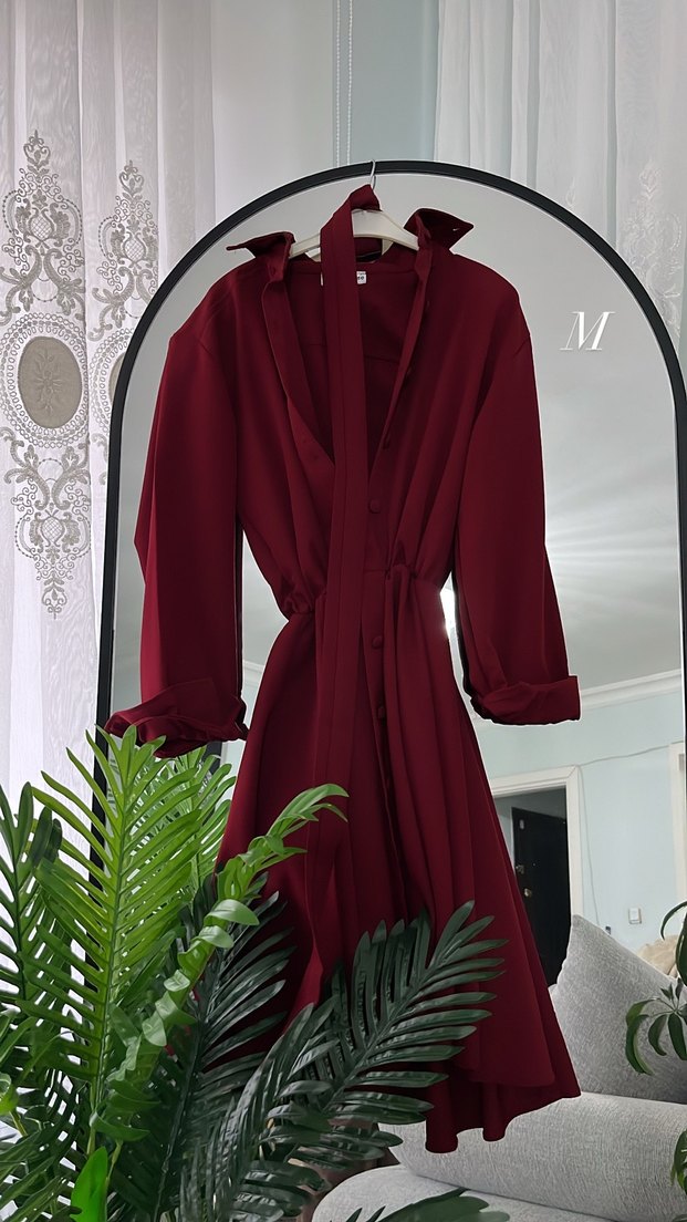 Bordo Kadın Salaş Elbise - Görsel 2