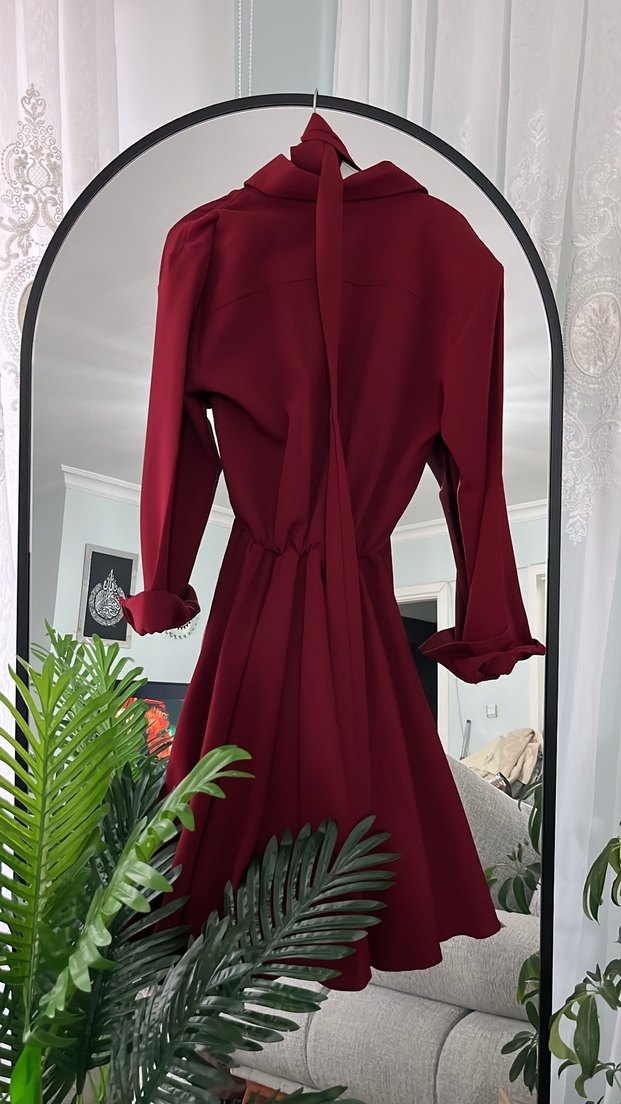 Bordo Kadın Salaş Elbise - Görsel 3