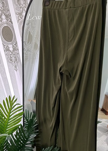 Kadın Haki Pilili Rahat Kumaş Pantolon - Görsel 2
