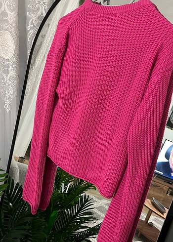 Pembe Kadın Örgü Triko Kazak - Görsel 2