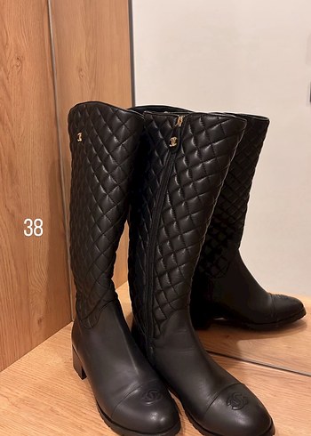 Kapitone Deri Dizüstü Chanel Çizme - Görsel 2