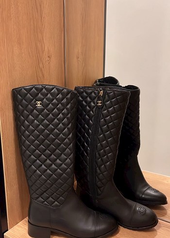 Kapitone Deri Dizüstü Chanel Çizme - Görsel 3