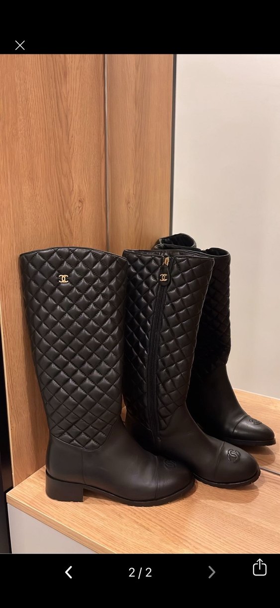 Kapitone Deri Dizüstü Chanel Çizme - Görsel 3