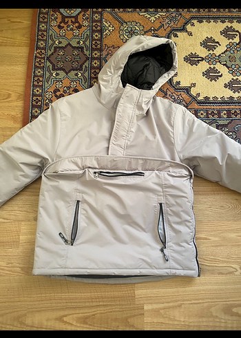 Erkek Beyaz Kapüşonlu Polar Mont - Görsel 4