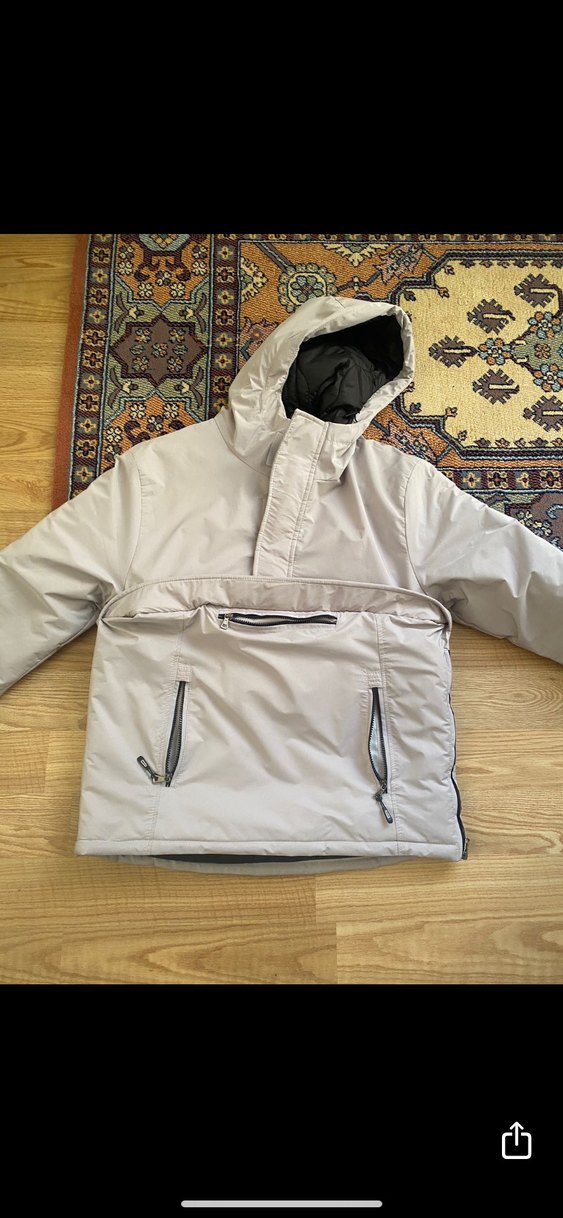 Erkek Beyaz Kapüşonlu Polar Mont - Görsel 4