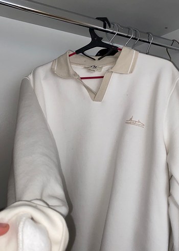 Beyaz Yakalı Erkek Sweatshirt - Görsel 3