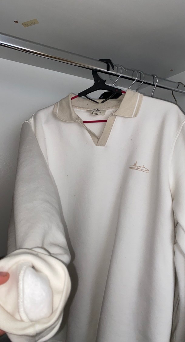 Beyaz Yakalı Erkek Sweatshirt - Görsel 3