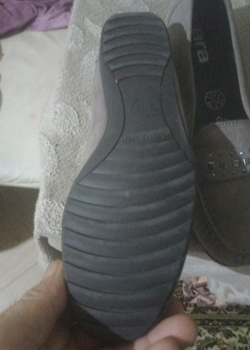 Gri Süet Tokalı Dolgu Topuklu Kadın Babet - Görsel 3