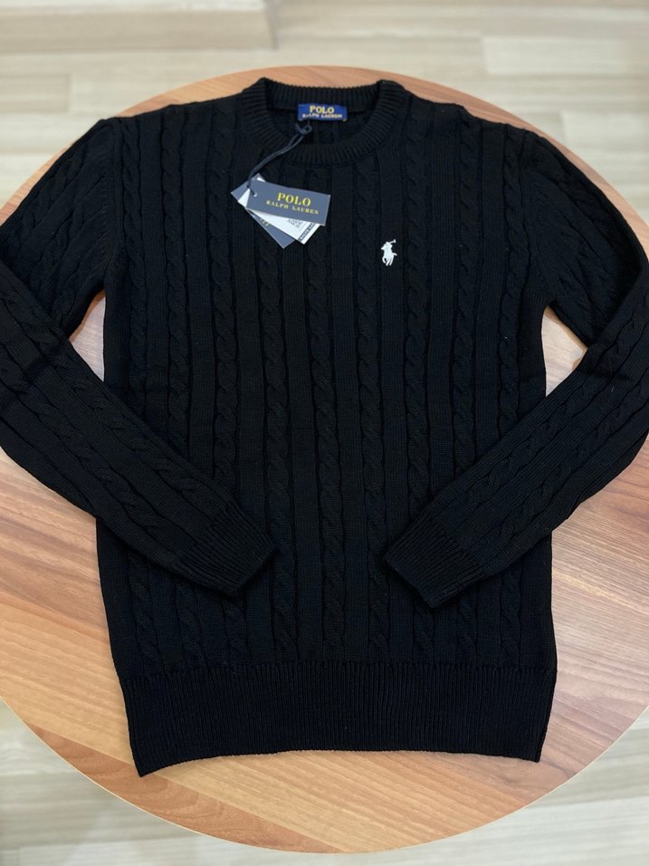 Erkek Siyah Örgü Yün Sweatshirt - Görsel 2