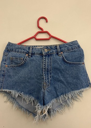 Kadın Mavi Mini Kot Şort - Görsel 3