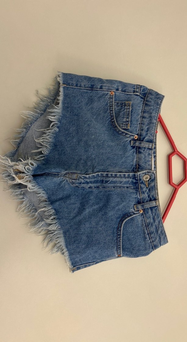 Kadın Mavi Mini Kot Şort - Görsel 2